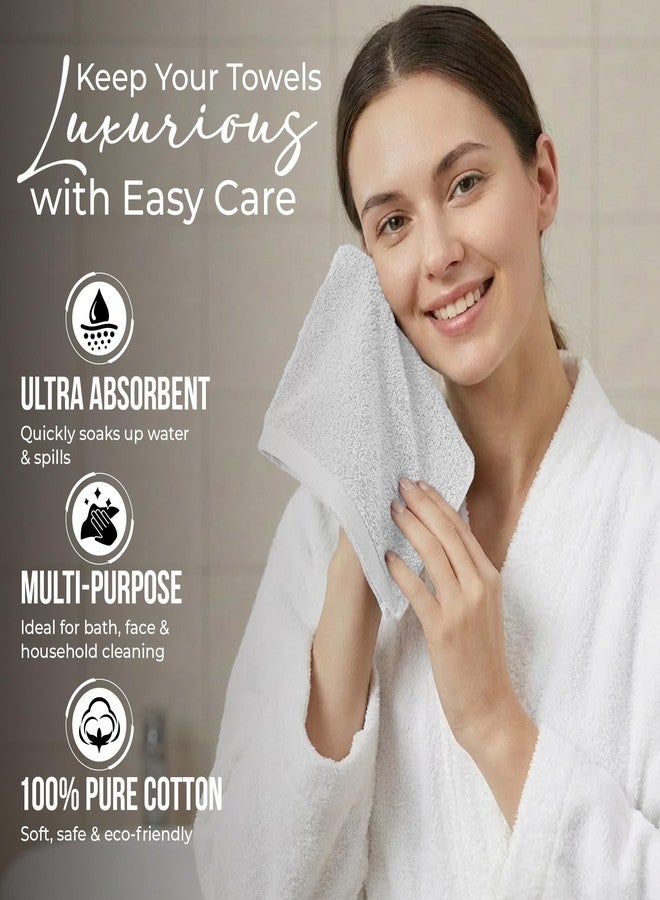 RIVERSIDE 24 Pack Washcloths Set - 100% Cotton [12x12 Inches] - 500 GSM, Soft, Quick-Dry & Highly Absorbent Face Towels - Perfect for Bathroom, Gym, Hotel, Spa & Travel - White - Image 3